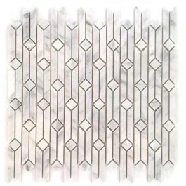 Carrara White 12X12 Polished Geometric Pattern Mosaic