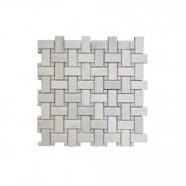 Oriental White With White Dot Basketweave Honed Mable Mosaic