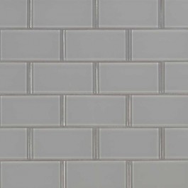 Oyster Gray 12x12 Subway Glass Tile