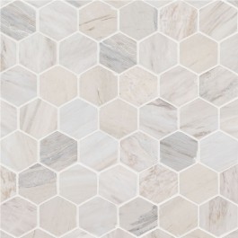 Angora 11.75X12 Hexagon Polished Marble Mosaic Tile