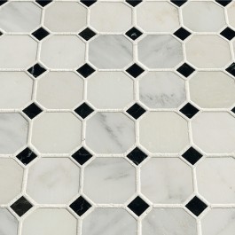 Arabescato Carrara Octagon 2X2 Polished Mosaic Tile