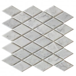 Carrara White Beveled Diamond Polished Mosaic