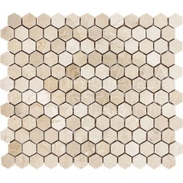 Cream Marfil 1x1 Hexagon Polished Mosaic