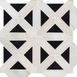 Retro Fretwork 12x12 Polished Marble Tile