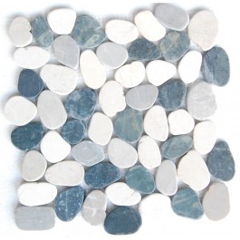 White & Grey Mix Natural 12X12 Interlocking Indonesia Pebble Tile
