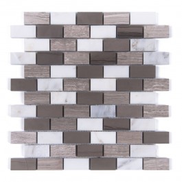 Wooden Brick Oriental White 1x2 Honed Mosaic