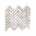 Carrara White 1X3 Herringbone Honed Marble Mosaic