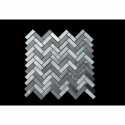 Carrara White 5/8X2 Herringbone Stainless Steel Mosaic