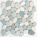 White & Green Mix Natural 12X12 Interlocking Indonesia Flat Pebble Tile