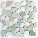 White & Green Mix Natural 12X12 Interlocking Indonesia Pebble Tile